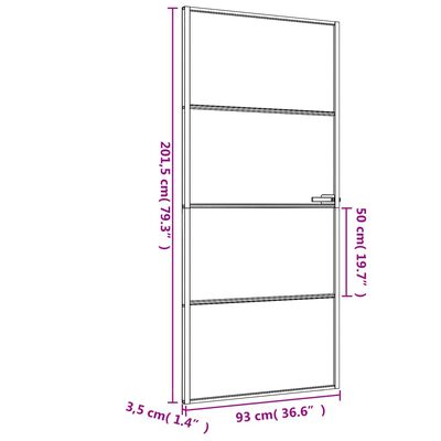 vidaXL Binnendeur smal 93x201,5 cm gehard glas en aluminium zwart