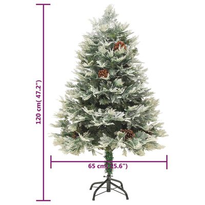 vidaXL Kerstboom met LED en dennenappels 120 cm PVC en PE groen