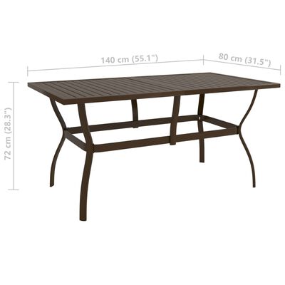 vidaXL Tuintafel 140x80x72 cm staal bruin