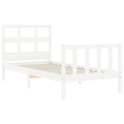 vidaXL Bedframe met hoofdbord massief hout wit