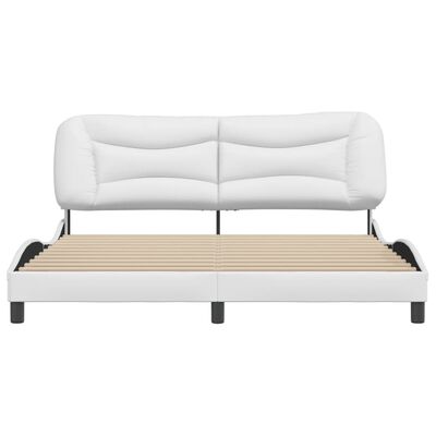 vidaXL Bedframe met hoofdbord kunstleer wit 180x200 cm