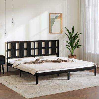 vidaXL Bedframe massief hout zwart 180x200 cm