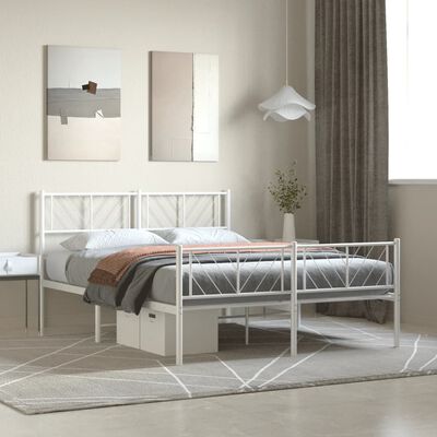 vidaXL Bedframe met hoofd- en voeteneinde metaal wit 120x200 cm