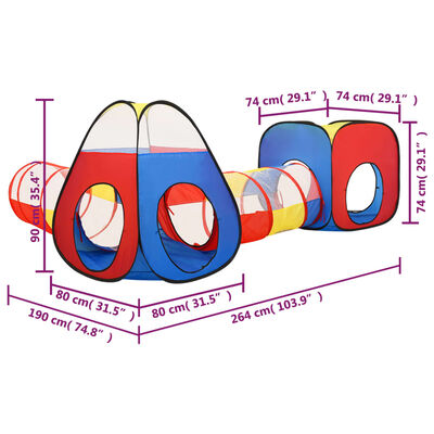 vidaXL Kinderspeeltent 190x264x90 cm meerkleurig