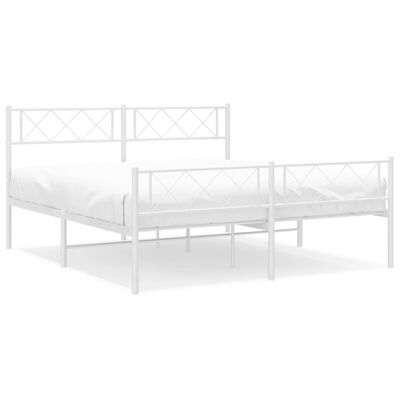 vidaXL Bedframe met hoofd- en voeteneinde metaal wit 160x200 cm