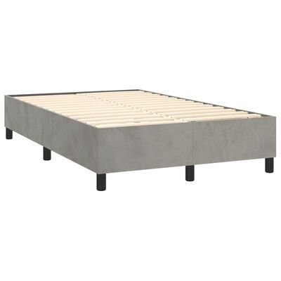 vidaXL Boxspring met matras en LED fluweel lichtgrijs 120x200 cm