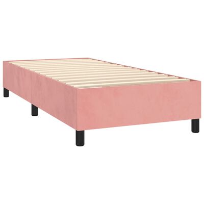 vidaXL Boxspring met matras fluweel roze 90x190 cm