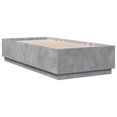 vidaXL Bedframe met LED-verlichting bewerkt hout betongrijs 90x200 cm