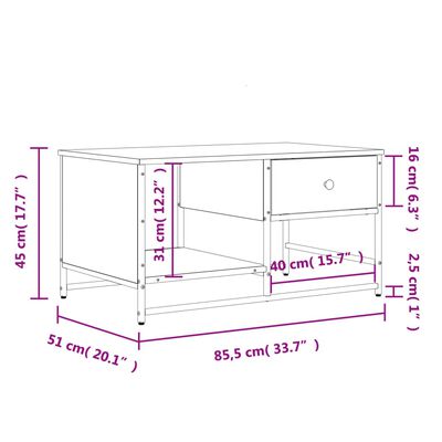 vidaXL Salontafel 85,5x51x45 cm bewerkt hout zwart