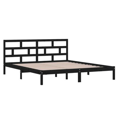 vidaXL Bedframe massief hout zwart 135x190 cm