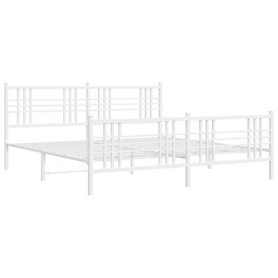 vidaXL Bedframe met hoofd- en voeteneinde metaal wit 193x203 cm