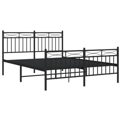 vidaXL Bedframe met hoofd- en voeteneinde metaal zwart 140x190 cm