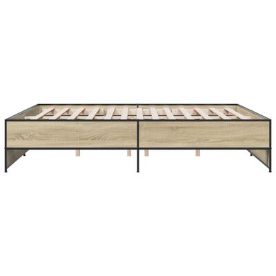 vidaXL Bedframe bewerkt hout metaal sonoma eikenkleurig 180x200 cm