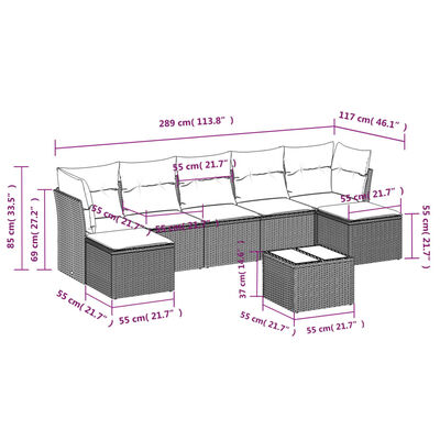 vidaXL 8-delige Loungeset met kussens poly rattan zwart