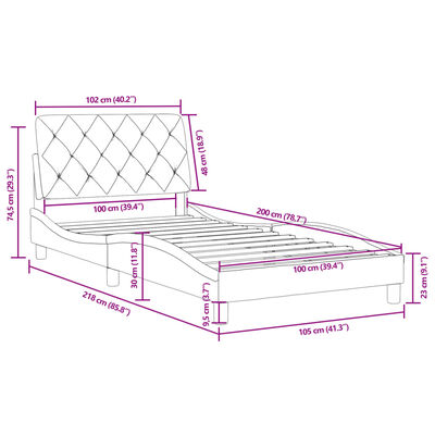 vidaXL Bedframe zonder matras 100x200 cm fluweel donkergrijs