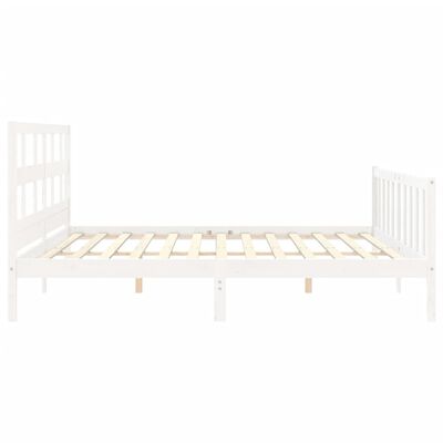 vidaXL Bedframe met hoofdbord massief hout wit