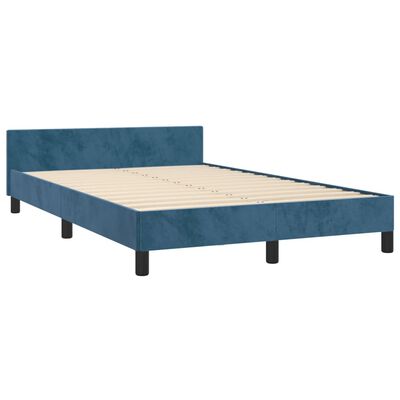 vidaXL Bedframe met hoofdbord fluweel donkerblauw 120x190 cm