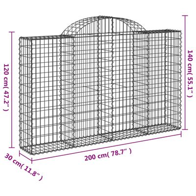 vidaXL Schanskorven 2 st gewelfd 200x30x120/140 cm ijzer