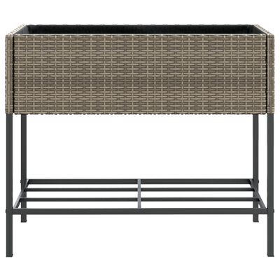 vidaXL Plantenbakken met schap 2 st 90x40x75 poly rattan grijs