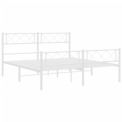 vidaXL Bedframe met hoofd- en voeteneinde metaal wit 160x200 cm