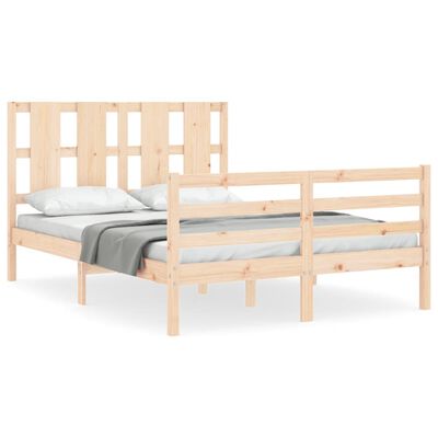 vidaXL Bedframe met hoofdbord massief hout 140x190 cm