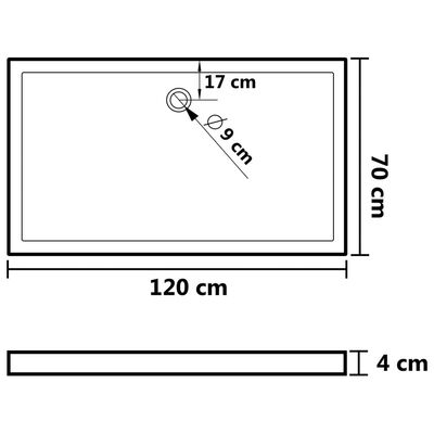 vidaXL Douchebak rechthoekig 70x120 cm ABS wit