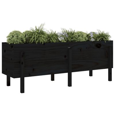 vidaXL Plantenbak verhoogd 160x50x57 cm massief grenenhout zwart