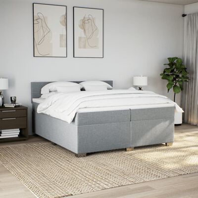 vidaXL Boxspring met matras stof lichtgrijs 200x200 cm