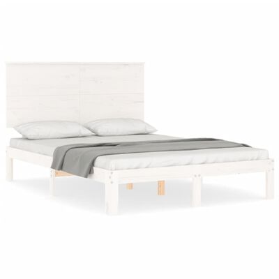 vidaXL Bedframe met hoofdbord massief hout wit 120x200 cm