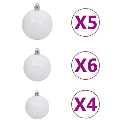 vidaXL Kunstkerstboom met verlichting en kerstballen 380 takken 150 cm