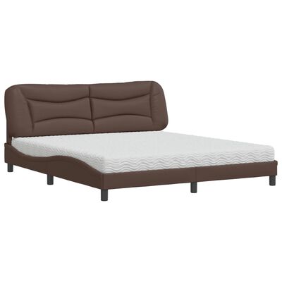 vidaXL Bed met matras kunstleer bruin 180x200 cm