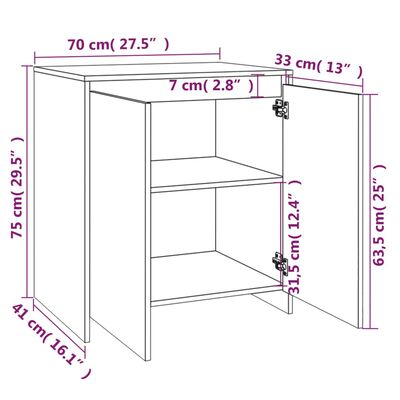 vidaXL Dressoir 70x41x75 cm bewerkt hout sonoma eikenkleurig