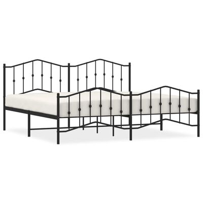 vidaXL Bedframe met hoofd- en voeteneinde metaal zwart 200x200 cm