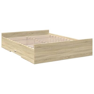 vidaXL Bedframe met lades bewerkt hout sonoma eikenkleurig 140x200 cm