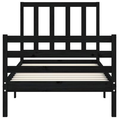 vidaXL Bedframe met hoofdbord massief hout zwart 100x200 cm