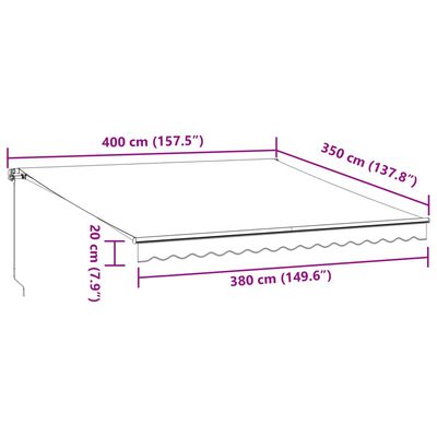 vidaXL Luifel handmatig uittrekbaar 400x350 cm bruin