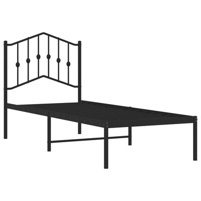 vidaXL Bedframe met hoofdbord metaal zwart 75x190 cm