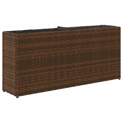 vidaXL Plantenbakken met 2 potten 2 st 90x20x40 cm poly rattan bruin