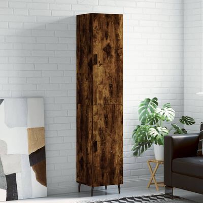 vidaXL Hoge kast 34,5x34x180 cm bewerkt hout gerookt eikenkleurig