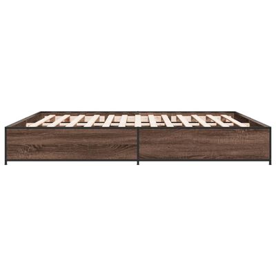 vidaXL Bedframe bewerkt hout metaal bruin eikenkleur 180x200 cm