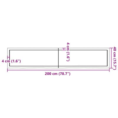 vidaXL Tafelblad 200x40x(2-4)cm behandeld massief eikenhout lichtbruin