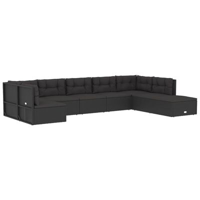 vidaXL 8-delige Loungeset met kussens poly rattan zwart