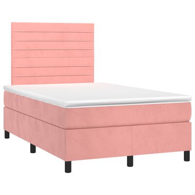 vidaXL Boxspring met matras fluweel roze 120x200 cm