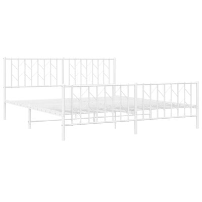 vidaXL Bedframe met hoofd- en voeteneinde metaal wit 183x213 cm