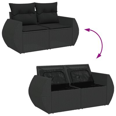 vidaXL 10-delige Loungeset met kussens poly rattan zwart