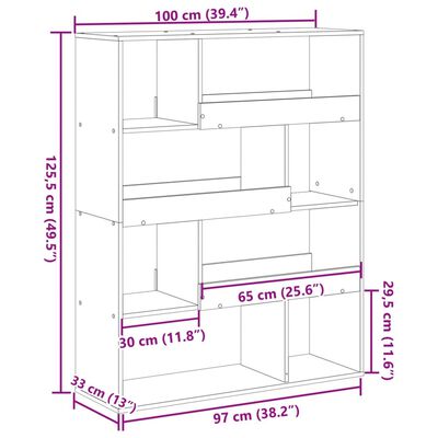 vidaXL Kamerscherm 100x33x125,5 cm bewerkt hout wit