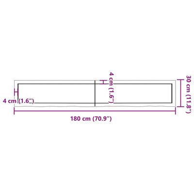 vidaXL Wastafelblad 180x30x(2-4) cm onbehandeld massief hout