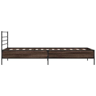 vidaXL Bedframe bewerkt hout en metaal bruin eikenkleurig 75x190 cm