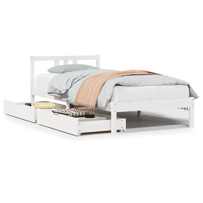 vidaXL Bedframe zonder matras massief grenenhout wit 90x200 cm