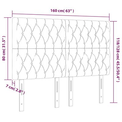 vidaXL Hoofdbord LED 160x7x118/128 cm stof zwart